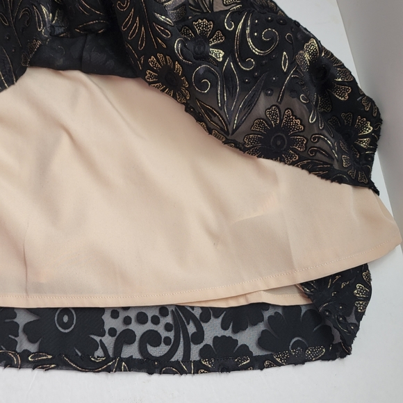 Yumi Black & Metallic Gold Lace Cocktail Dress 8 / 10 - Picture 13 of 13
